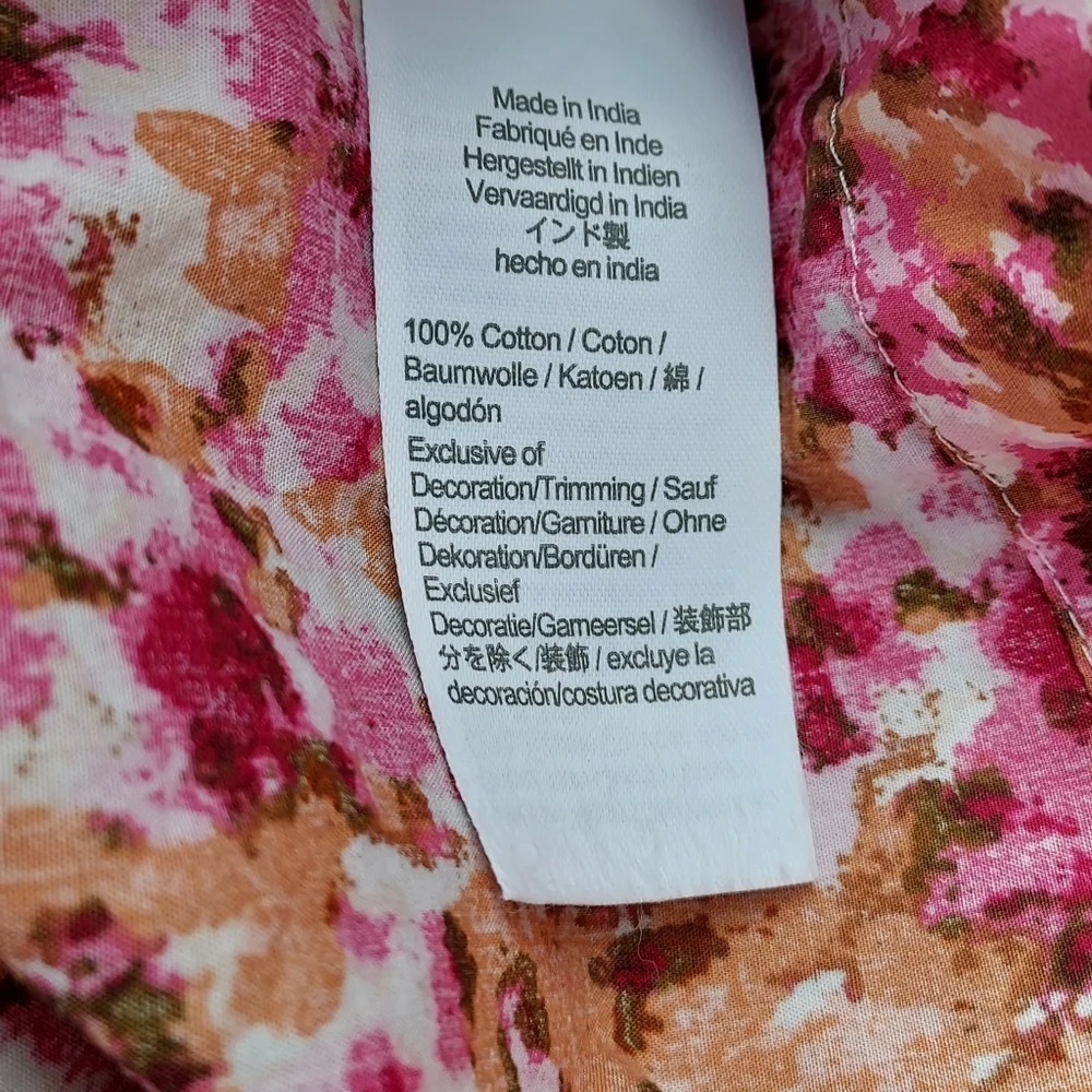 J. Crew Medium Smocked Floral Short Puff Sleeve Pink Floral Blouse Tie Back